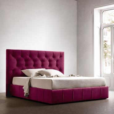 Lemming colourful bed with tufted headboard