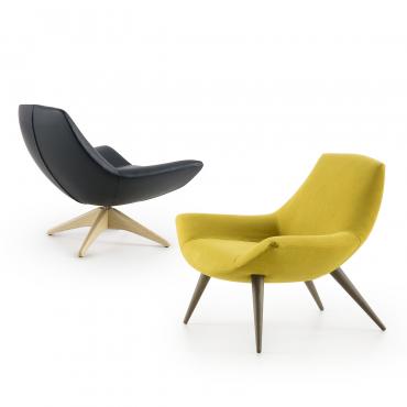 Agata swivel armchair with high backrest