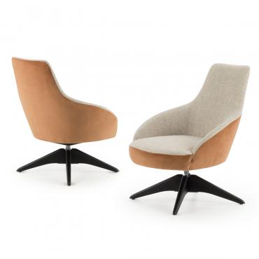 Ingrid modern armchair with wooden swivel base