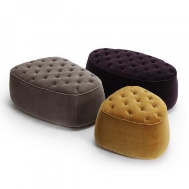 Cobalto tufted velvet ottoman, set of three