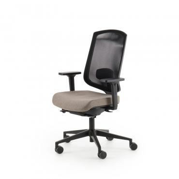 Elon computer chair with mesh back, adjustable armrests in height and witdh in black polyammide