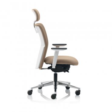 Steve comfortable office chair with adjustable headrest equipped with chromed armrests