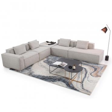 Square corner sofa with feathers-mix padding and wide armrests in Outlet