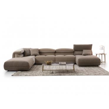 Monterey outlet armless modular sofa with adjustable backrests and upholstery in fabric and velvet.