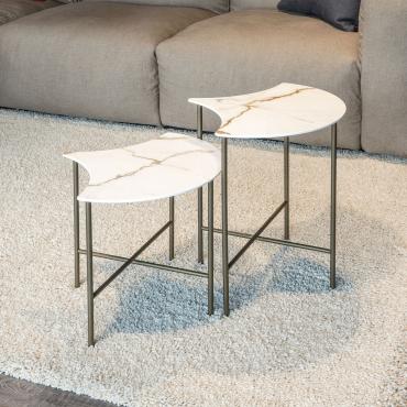 Ginco end table in porcelain and metal