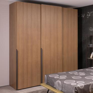 Land honeycomb wardrobe with wooden sliding doors