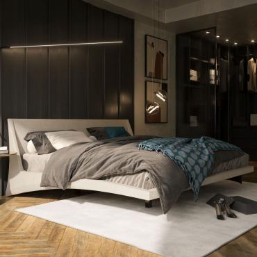 Dylan suspended leather double bed by Cattelan in Cavallino leather