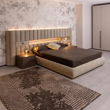 Lounge elegant platfrom bed with wall panelling