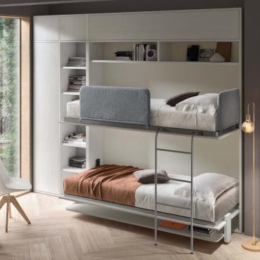 Slot fold away wall bunk beds