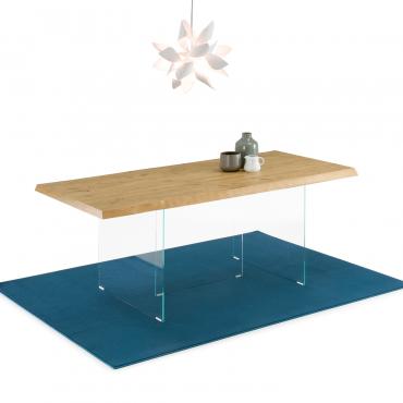 Nouvelle oak table with glass legs