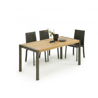 Gary metropolitan metal dining table with wooden top