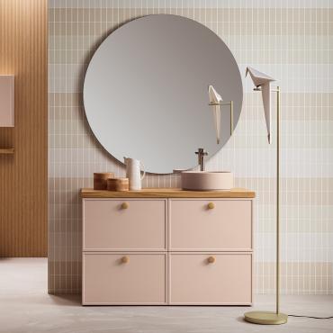 Mobile bagno con piano in legno di rovere N110 Frame