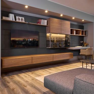 Wall mounted cupboards living outlet room