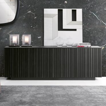 Line wooden sideboard with vertical grooves