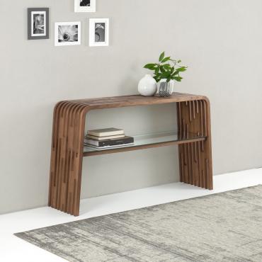 Grover slatted console table in ash solid wood