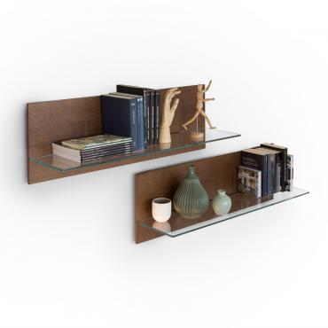 Atlas glass shelf with wooden panel