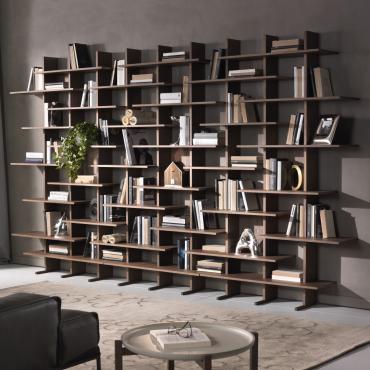 Elisabeth asymmetric bespoke bookcase, fixed to the wall
