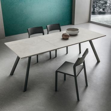 Jeremy table with central folding extension in Cimant Ash HPL melamine