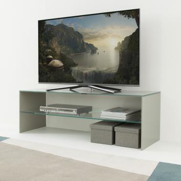 Multiglass glass TV unit with shelf