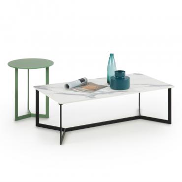 Danny coloured metal side table with glass top