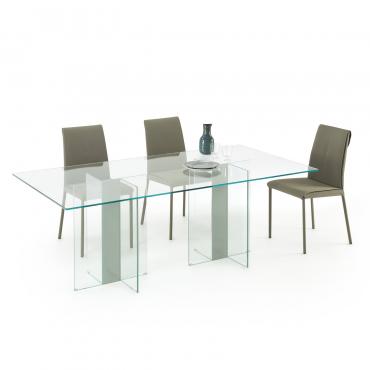 Erin entirely glass made table with a modern design