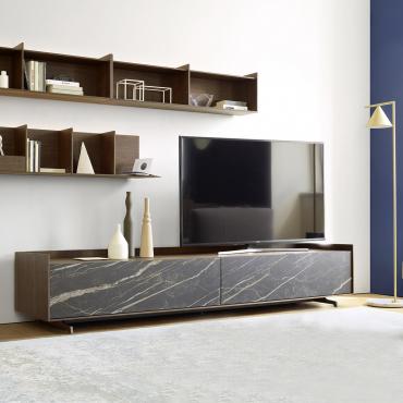 Porta TV in legno con frontali in ceramica Columbus