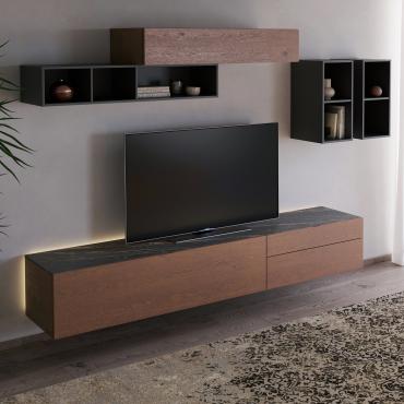 Fly TV cabinet with ceramic stone top