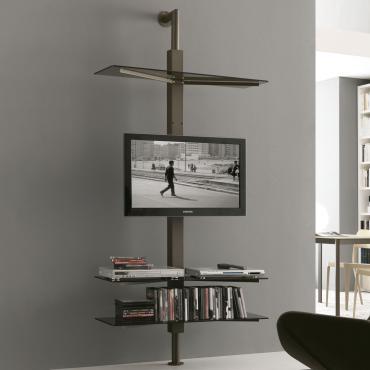 Kino wall mount, swivel tv stand with glass shelves - model A