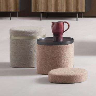 Coffer storage pouf with tray