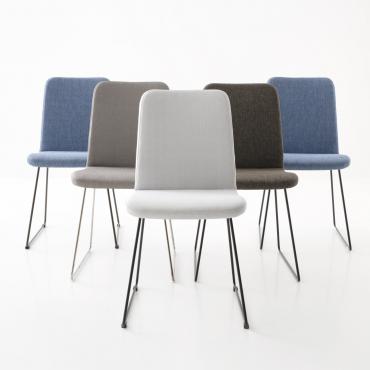 Kate upholstered chair with metal sled legs