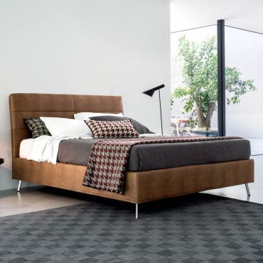 Riley upholstered bed with horizontal seams