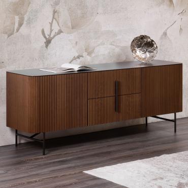 Savannah is an elegant sideboard with ash-wood body and top in marble or metal