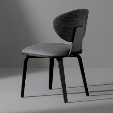 Chair with fabric and wooden backrest Olos by Bonaldo