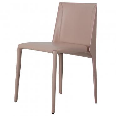Teide kitchen leather chair, entirely covered in belting leather or full grain leather. With embossed stitching also in contrast.