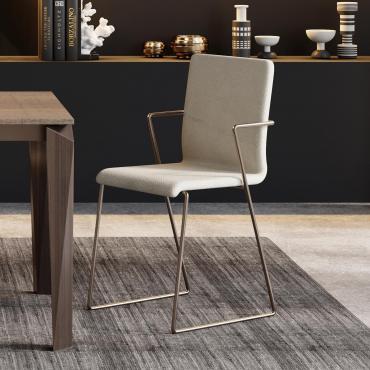 Sled leg upholstered chair with armrests Telma