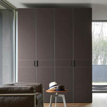 Louisiana wardrobe with faux-leather doors, available in 21 widths