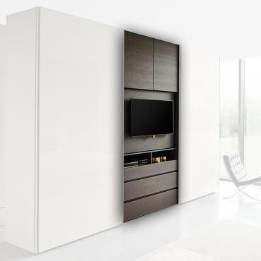 Wardrobe with TV panel - to be paired with other hinged or sliding-door elements from the Pacific collection
