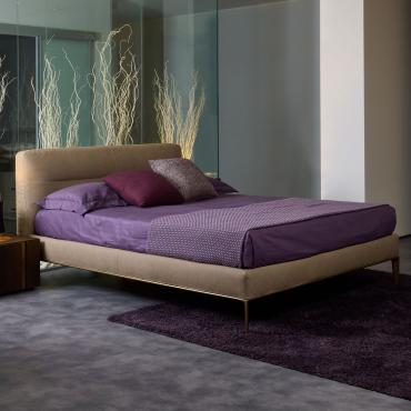 Idaho upholstered bed with metal base