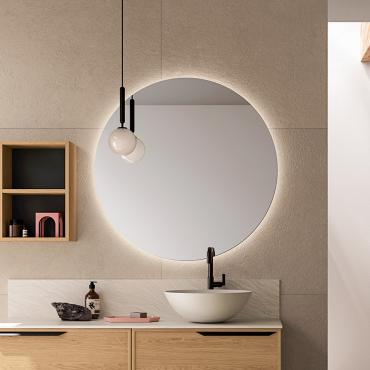 Sfera cm Ø 85 round bathroom mirror with Point lamp