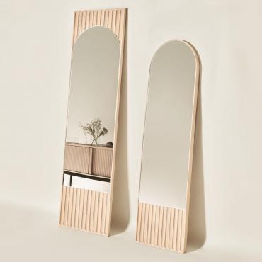 Domu solid wood entryway mirror, full body in ash-wood