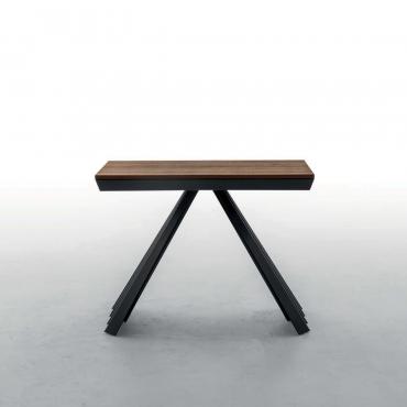 Ventaglio wood console table with metal legs