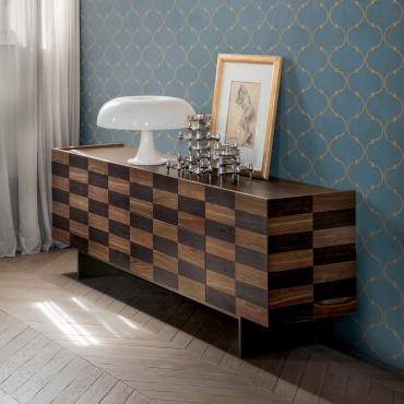 Credenza moderna in legno intarsiato Colosseo