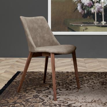 Agata nubuck chair with wooden legs - here in the version with nubuck faux-leather seat