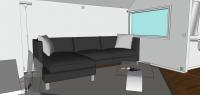 Progettazione 3D Open Space - vista zona divano