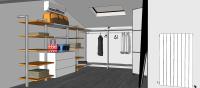 Progettazione 3D Open Space - zona notte - dettaglio cabina armadio