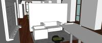 Office 3D Design  - view of the relaxing area - detail of the armchairs