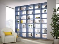 Almond d.45,6 double-sided modular bookcase cm 273 (modules 45 + 60 + 60 + 60 + 45) h.259,6 in Ocean matt lacquered finish