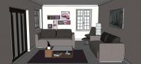 3D Living Room Design Project - view of the relaxing area