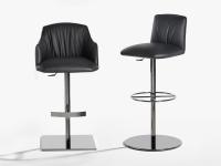 High upholstered swivel stool Blossom with or without armrests