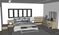 3D Bedroom Project - bed with wall panel